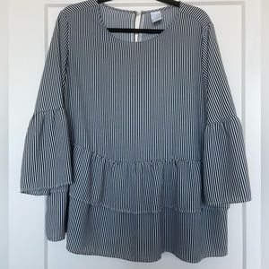 Blue and white striped Peplum top